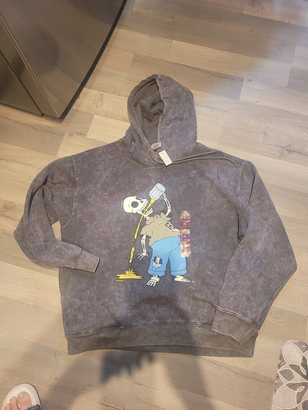 Homer Simpson Graphic Hooded Sweatshirt - Skeleton Size XL